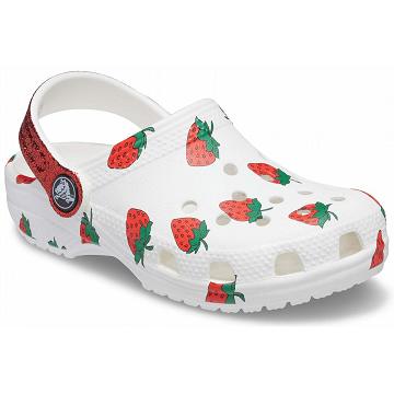 Crocs Classic Étel Print Klumpa Fiú Fehér | HU 1368HAPK